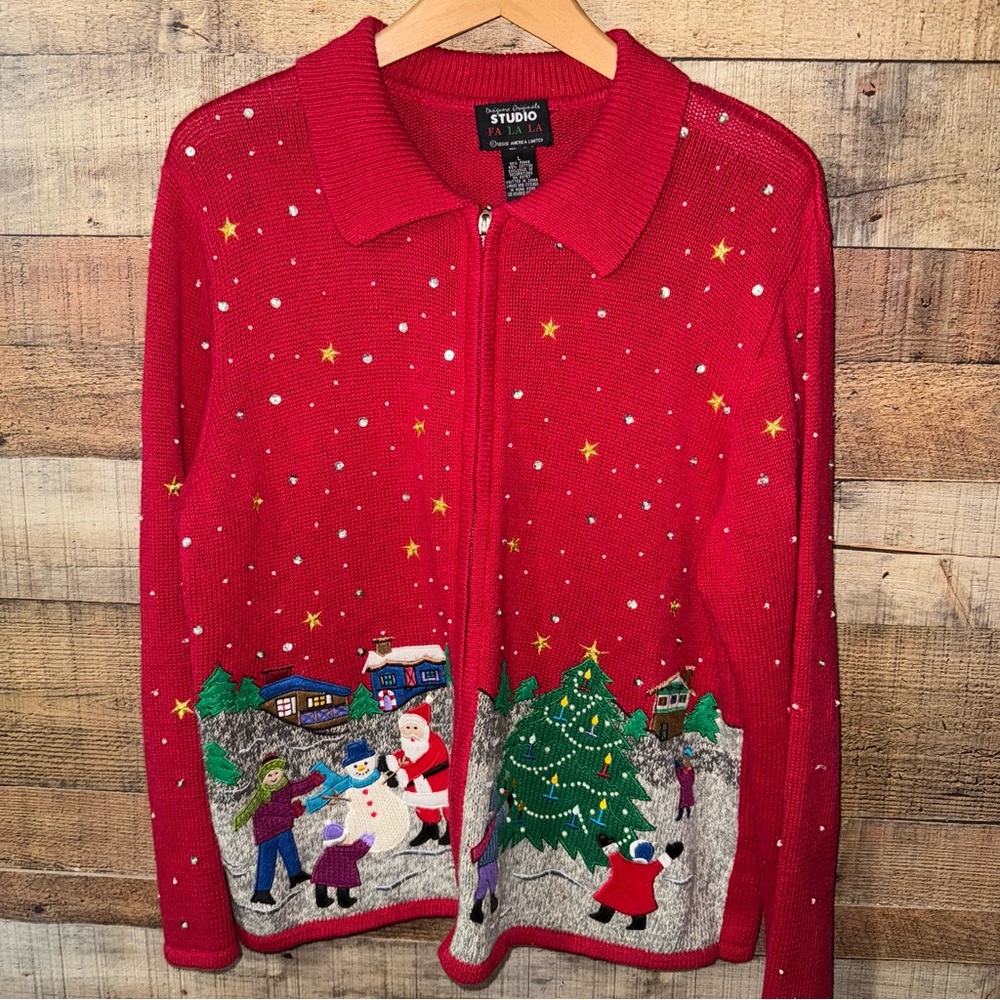 Studio Fa-la-La Cardigan Ugly Christmas Sweater Womans Large